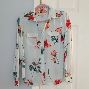 Loft button down long sleeve blouse